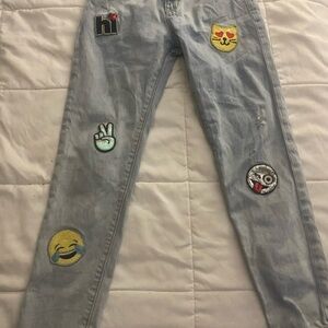 GAP Light Wash Skinny Jeans with Emoji Patches